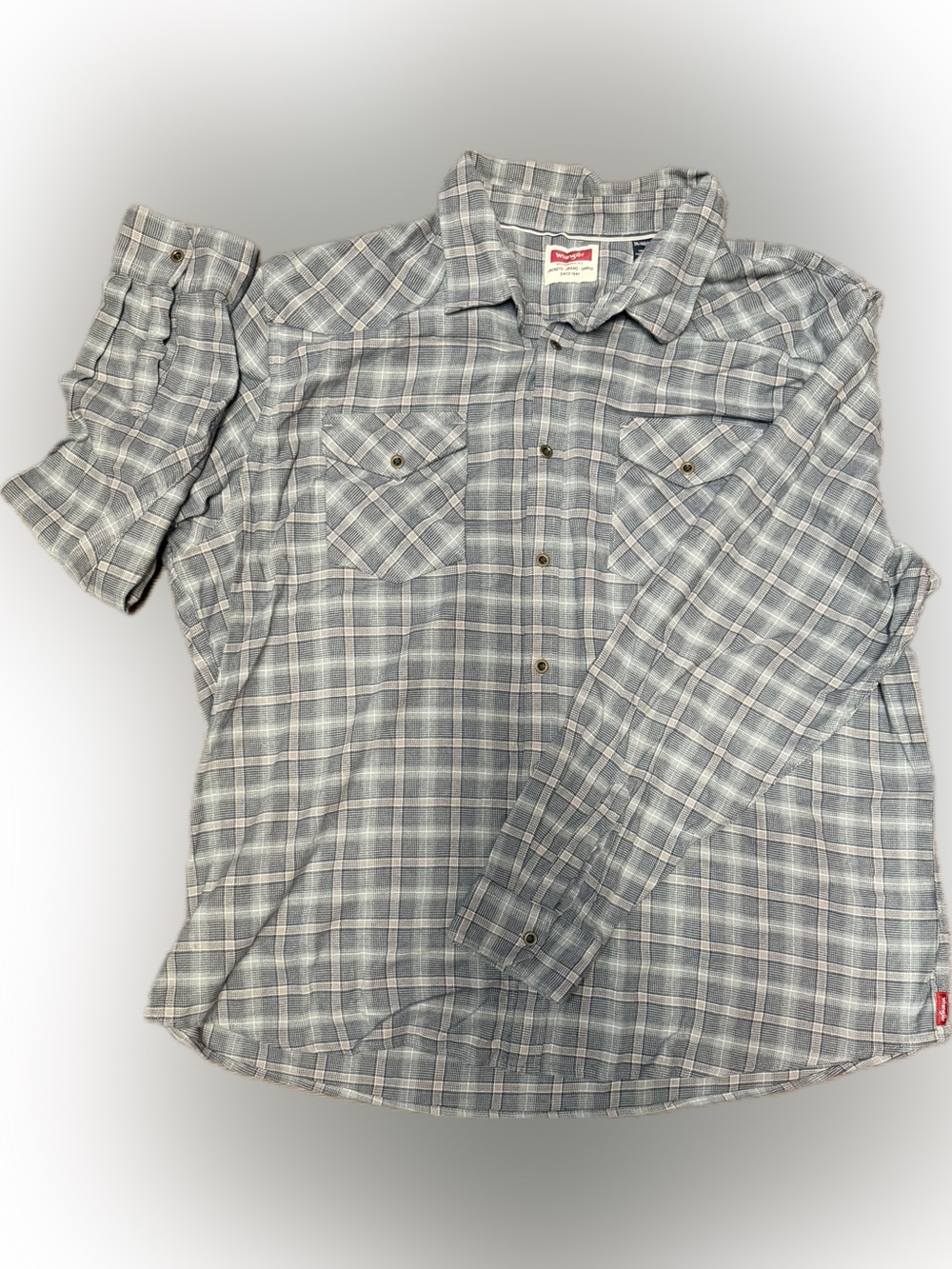 Wrangler Men's Gray Plaid Button-Up Shirt | Sz 3X